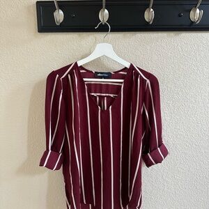 Alice Blue Burgundy and White Striped Blouse